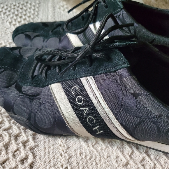 COACH Q582 Jayme Sneakers Shoes Womens Size 9.5M Black Silver Suede. F-119 - Picture 3 of 12